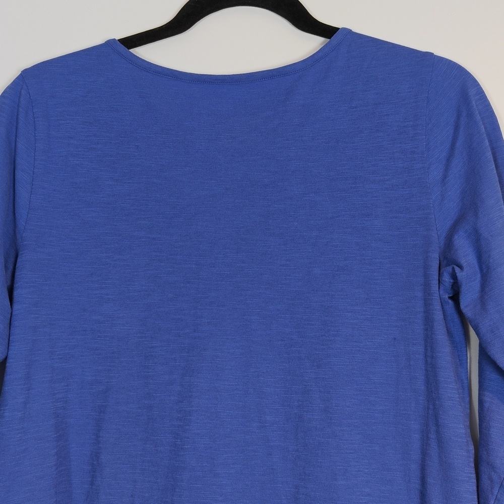 LILLY PULITZER Blue Embroidered Tassel 3/4 Sleeve V-Neck Top Size Medium - Picture 12 of 15